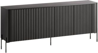 Dmora Aparador Laion, aparador de salón con cuatro puertas batientes, elevado del suelo, 190x40 h80 cm, negro