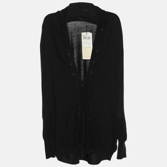 Elena Miro Black Jersey Embellished Cardigan