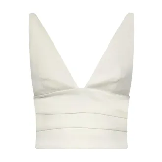 Pinko Sleeveless Tops, female, White, Size: L Crop Top