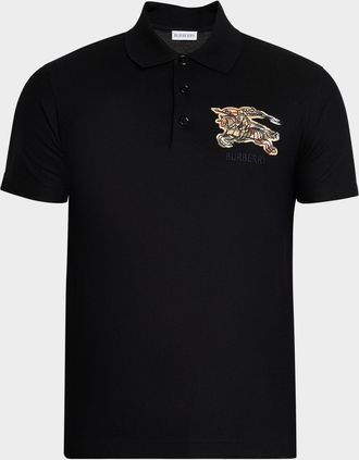 Burberry Mens Slim-Fit EKD Check Pique Polo Shirt