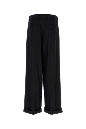 Dolce & Gabbana Mens Black Wool Wide-Leg Pant Nero Exterior: Virgin Pantaloni