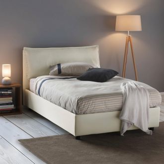 Dmora Talamo Italia - Cama De Plaza Y Media Agata, Cama Contenedor Con Revestimiento De Tela, 100% Made In Italy, Apertura Frontal, Con Colch&oacute;n 120x200 Cm I