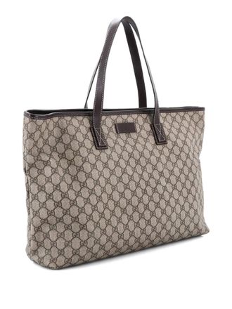 Gucci Plus GG Coated Canvas with Leather Large tote bag - women - Fabric/Leather - One Size - Brown
