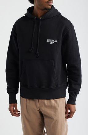 Service Works Logo Graphic Organic Cotton French Terry Hoodie in Black at Nordstrom, Size Xx-Large