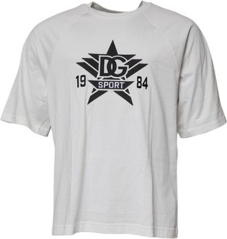 Dolce & Gabbana White DG Sport Crew Neck Short Sleeve Mens T-shirt