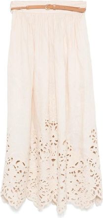 Zimmermann Wylie Midi Rok - Dames - Midirokken - Beige - S - Linnen - Rokken