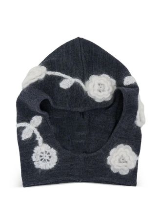 Ganni Passamontagna con fiori alluncinetto - Grigio