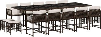 vidaXL Vidaxl - Set Da Pranzo Da Giardino 15 Pz Con Cuscini Marrone Polyrattan
