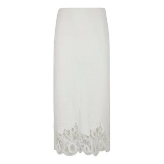 Fabiana Filippi Midi Skirts, female, White, XS, White Lace Trim High Waist Skirts
