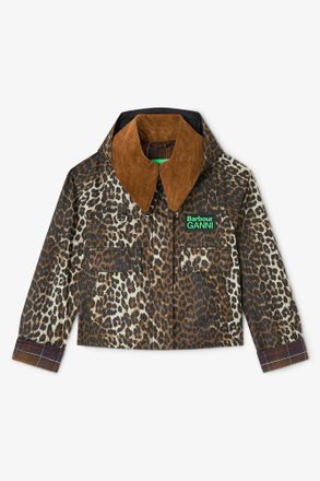 Ganni x Barbour Short Wax Jacket in Leopard Size 0 - Mixed