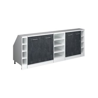 Vicco Armario De Cocina Para Techo Inclinado R-line, Hormig&oacute;n Negro, 210 Cm Lote De 5 Carcasas De Armario 60 Cm De Profundidad, Vicco