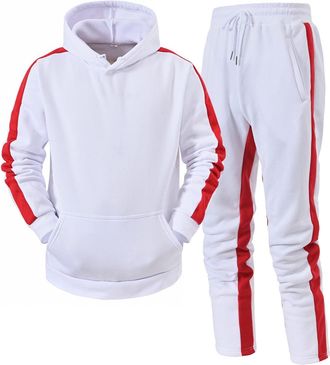 Generic Mens Tracksuit Set Long sleeve Hoodie Top And Jogging Joggers Bottoms Pants Tracksuit Mens Full Set Jogging Set Hooded Jacket Sweatsuits Tracksuit for