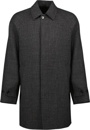 Prada Wollen Geruite Jas - Heren - Mantel - Grijs - L - Wol - Jassen
