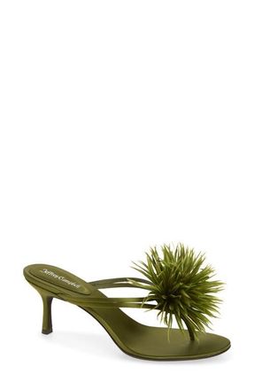 Jeffrey Campbell Firework Feather Sandal in Olive Satin at Nordstrom, Size 9.5