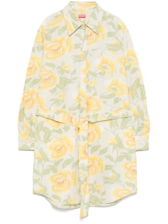 Kenzo Peonies mini-jurk - Geel
