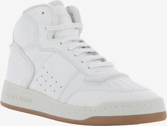 Saint Laurent Hohe Sneakers aus genarbtem und glattem Leder SL80 Mid-Top