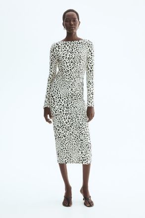 H&M Open-back Jersey Dress in Cream/leopard Print at Nordstrom, Size X-Small