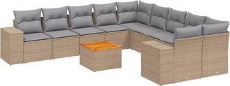 vidaXL Set De Sof&aacute;s De Jard&iacute;n 11pzas Con Cojines Rat&aacute;n Sint&eacute;tico Beige Vidaxl