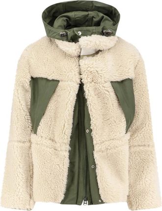 sacai Stijlvolle jassen met capuchon en zakken - Heren - Jassen - Beige - L - Wol - Jassen
