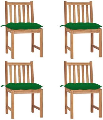 vidaXL Sillas De Jard&iacute;n 4 Unidades Madera Maciza De Teca Con Cojines Vidaxl