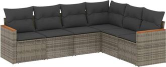 vidaXL Set De Muebles De Jard&iacute;n 6 Pzas Y Cojines Rat&aacute;n Sint&eacute;tico Gris Vidaxl