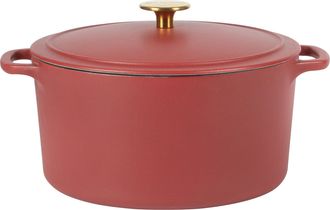 Sur la table Millau 5.5 Quart Enameled Cast Iron Dutch Oven with Lid in Matte Brick with Rose Gold Knob
