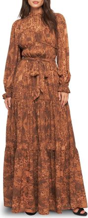 Flying Tomato Print Long Sleeve Maxi Dress in Sienna at Nordstrom Rack, Size Medium
