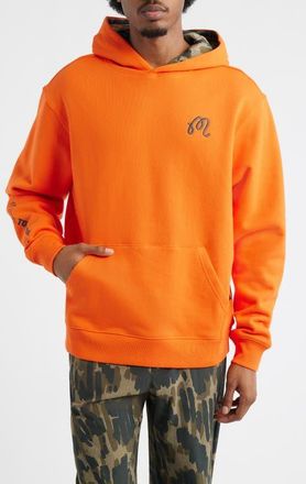 Malbon Golf Fesque Tour Divot Camo Hoodie in Flame /Bark Camo at Nordstrom, Size Xx-Large