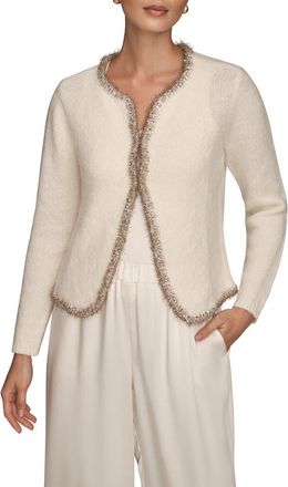 DKNY Metallic Trim Cardigan in Cream at Nordstrom, Size X-Small