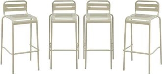 Sweeek Set of 4 steel garden high chairs, 4 seater, beige, Amelia, W 44 x D 41 x H 85cm