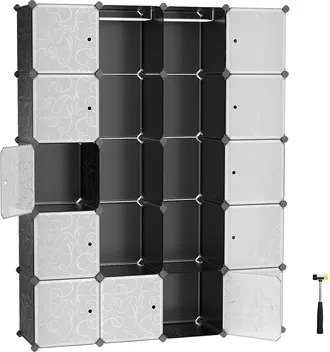 Songmics Armario De Almacenaje De Ropa, Estanter&iacute;a Por M&oacute;dulos, Estructuras De Cubo Con Puerta, F&aacute;cil Montaje,180 X 145 X 37 Cm
