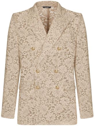 Dolce & Gabbana Blazer doppiopetto con pizzo - Toni neutri