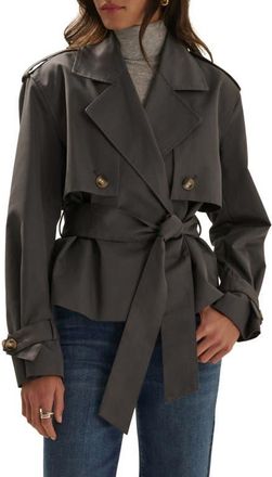 Favorite Daughter The Cropped Charles Trench Coat in Dark Charcoal at Nordstrom, Size Xx-Small