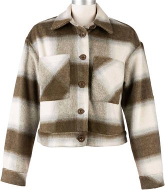 Kut from the Kloth Womens Luciana Crop Jacket With Drop Shoulder In Olive