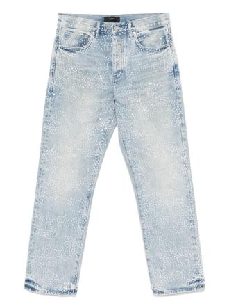 Purple rhinestone-embellished jeans - men - Cotton - 33 - Blue