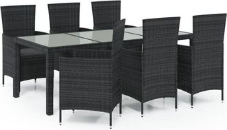 vidaXL Juego De Comedor De Jard&iacute;n 7 Piezas Rat&aacute;n Sint&eacute;tico Negro Vidaxl