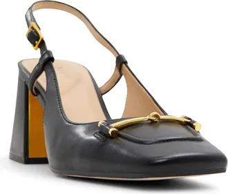 Ted Baker Mia Icon Pump Womens Black Leather Square Toe Block Heel VER1507