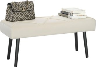 OEM Taburete Pie De Cama Multifuncional Con Pies De Acero Y Asiento Acolchado Para Entrada Pasillo 100x36x45 Cm Blanco Crema