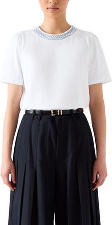 L.k. Bennett Astrid Contrast T-Shirt in White at Nordstrom Rack, Size Xx-Large