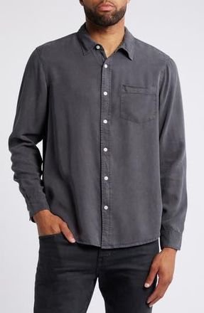 AG - Adriano Goldschmied Aiden Solid Lyocell Button-Up Shirt in Gunpowder at Nordstrom Rack, Size X-Large