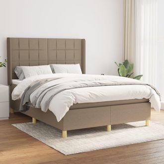 vidaXL Cama Box Spring Con Colch&oacute;n Tela Gris Taupe 140x200 Cm Vidaxl