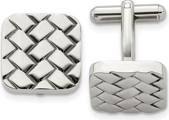 Diamond2Deal Stainless Steel Polished Weave Design Cufflinks