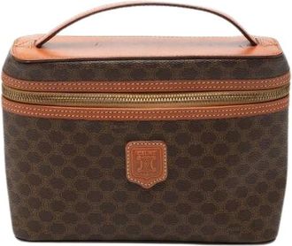 Celine Pre-owned Handbags, female, Brown, Size: ONE SIZE Pre-owned Macadam PVC Leather Vanity Bag