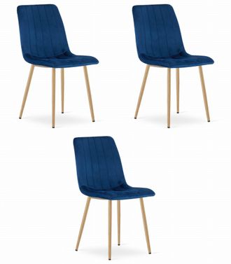 OEM Silla Lava - Terciopelo Azul Marino / Patas Color Madera X 3