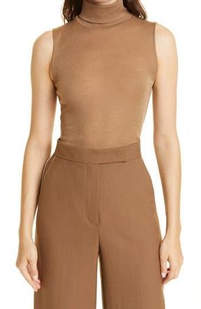Vince Sleeveless Turtleneck Wool Top in Dark Taupe at Nordstrom Rack, Size Medium