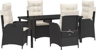 vidaXL Garden Dining Set 5 pcs Black Poly Rattan Vidaxl
