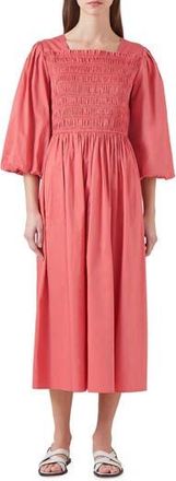 L.k. Bennett Calister Smocked Midi Dress in Rose at Nordstrom Rack, Size 10 Us / 14 Uk