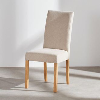 Maisons du monde Silla de tela beige y madera de roble