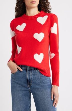 Caslon Intarsia Heart Sweater in Red Goji- Pink Fresco Heart at Nordstrom Rack, Size Xx-Large