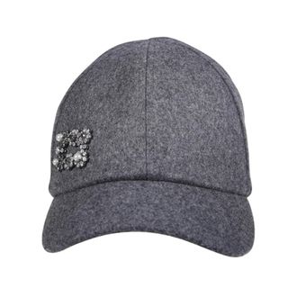 Roger Vivier Caps, female, Gray, Size: M Flower Pearl Strass Cap